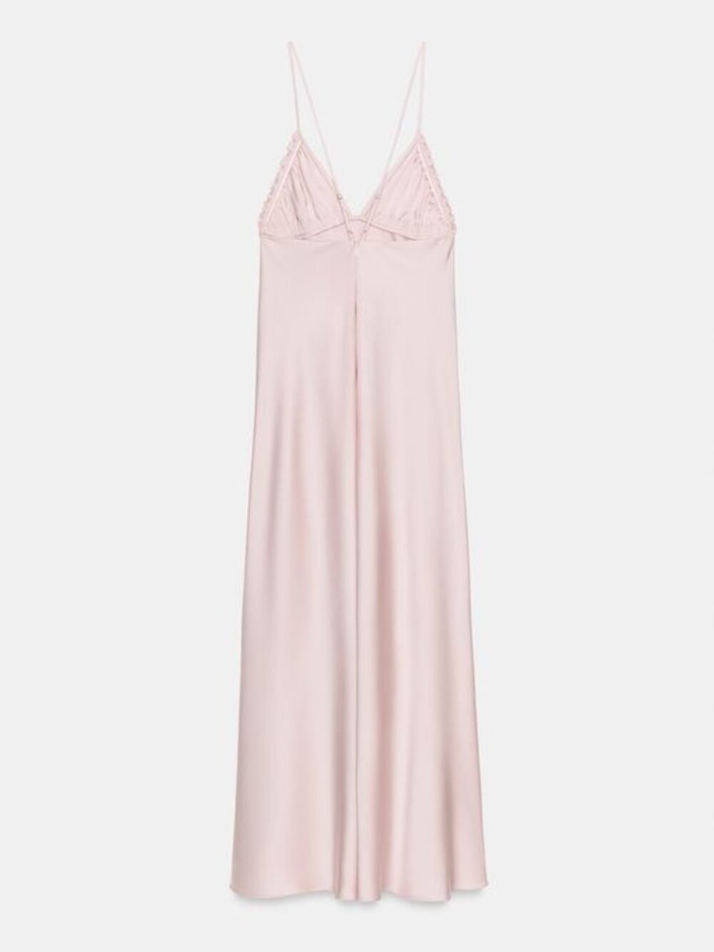 ZARA GATHERED SATIN EFFECT MIDI DRESS - Picture 8 of 9